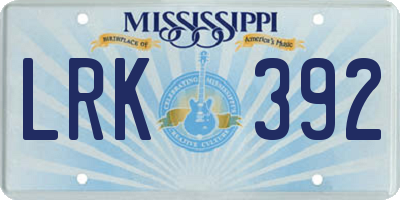 MS license plate LRK392