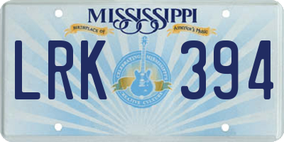 MS license plate LRK394