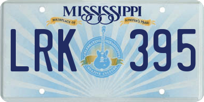 MS license plate LRK395