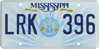MS license plate LRK396
