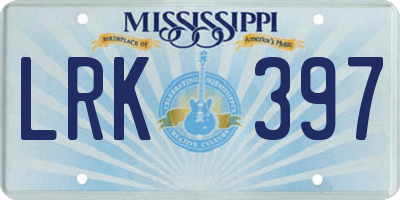 MS license plate LRK397