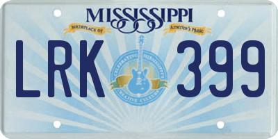 MS license plate LRK399