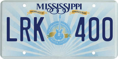 MS license plate LRK400