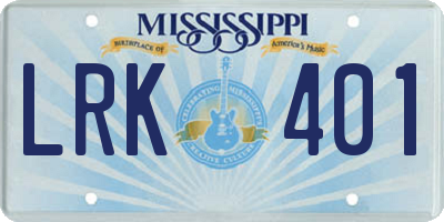 MS license plate LRK401