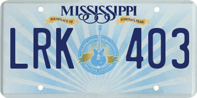 MS license plate LRK403