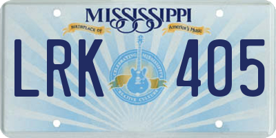 MS license plate LRK405