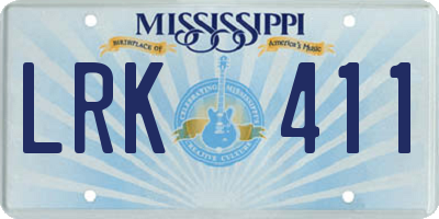 MS license plate LRK411