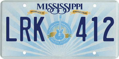 MS license plate LRK412