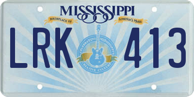 MS license plate LRK413