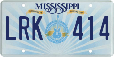 MS license plate LRK414