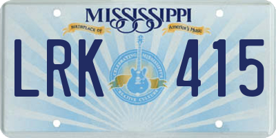 MS license plate LRK415