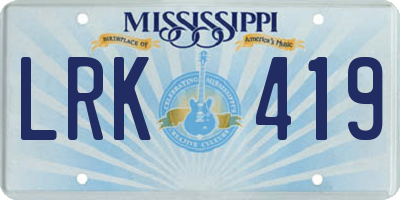 MS license plate LRK419