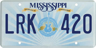 MS license plate LRK420