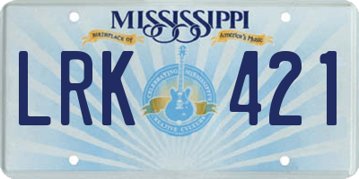 MS license plate LRK421
