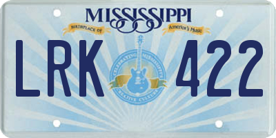MS license plate LRK422