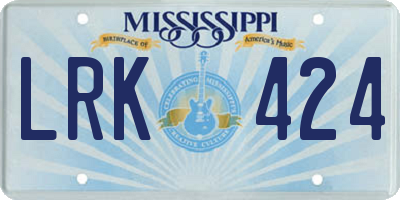 MS license plate LRK424