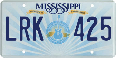 MS license plate LRK425