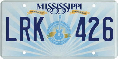 MS license plate LRK426
