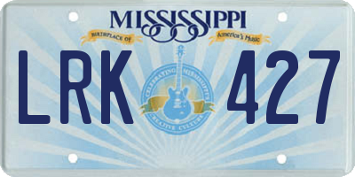 MS license plate LRK427