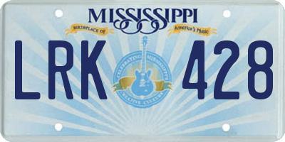 MS license plate LRK428