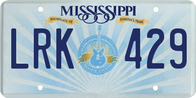 MS license plate LRK429
