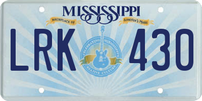 MS license plate LRK430