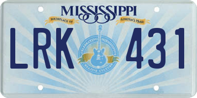 MS license plate LRK431