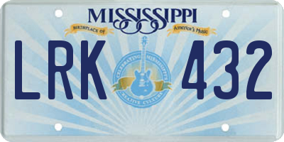 MS license plate LRK432