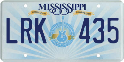 MS license plate LRK435