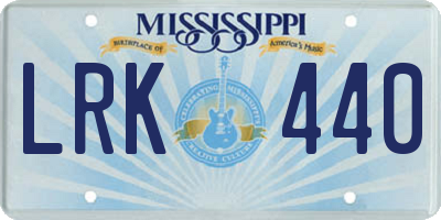 MS license plate LRK440