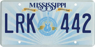 MS license plate LRK442