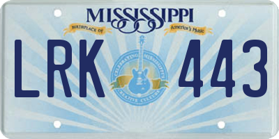 MS license plate LRK443