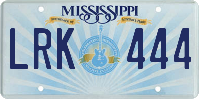 MS license plate LRK444