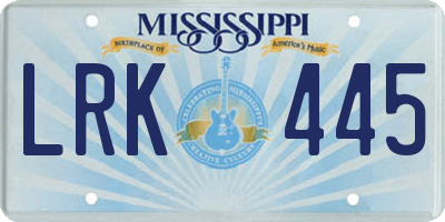 MS license plate LRK445
