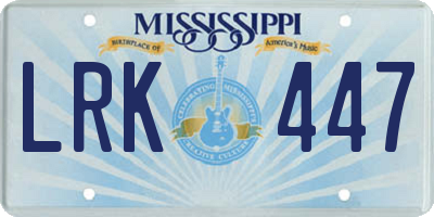 MS license plate LRK447