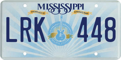 MS license plate LRK448