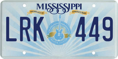 MS license plate LRK449