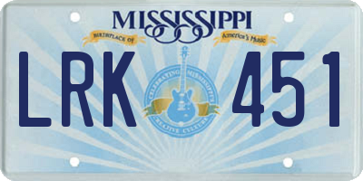 MS license plate LRK451