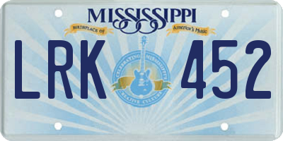 MS license plate LRK452