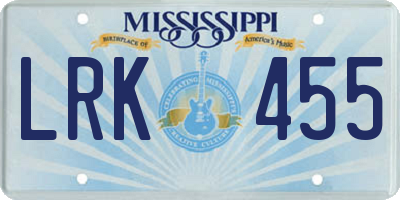 MS license plate LRK455