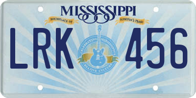 MS license plate LRK456