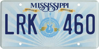 MS license plate LRK460