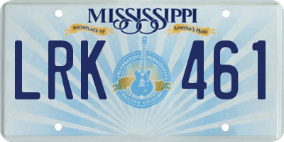 MS license plate LRK461
