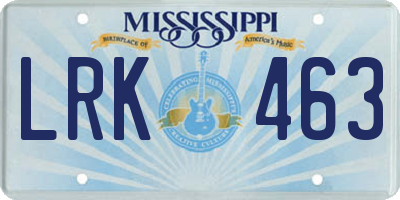 MS license plate LRK463