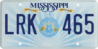 MS license plate LRK465