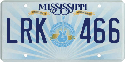 MS license plate LRK466