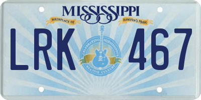 MS license plate LRK467