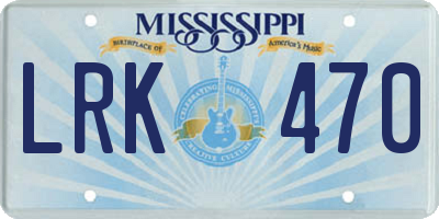 MS license plate LRK470