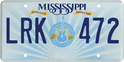 MS license plate LRK472