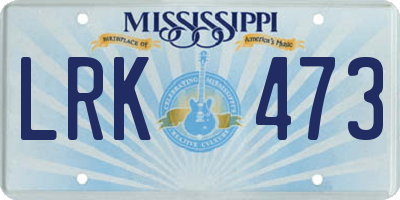 MS license plate LRK473